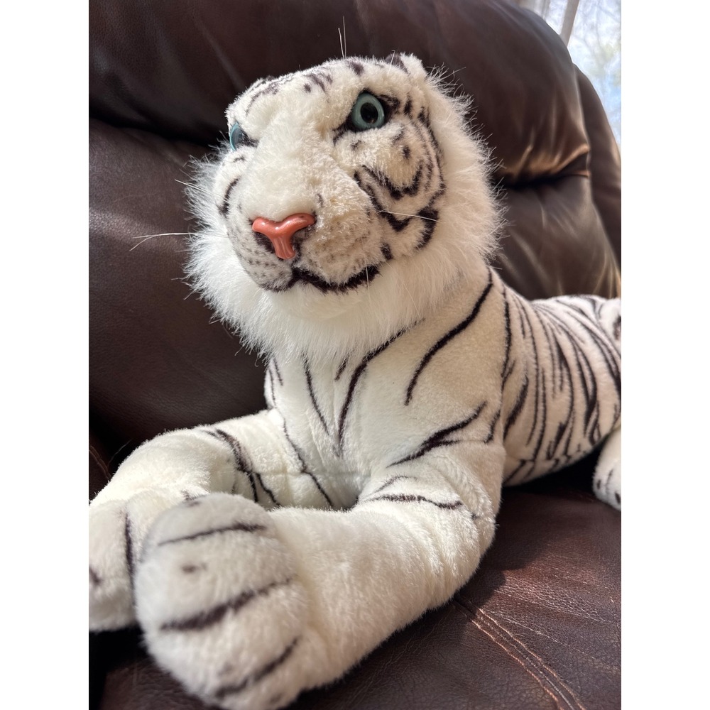 Kellytoy USA White Tiger Large Plush Stuffed Animal Blue Eyes Striped 36"